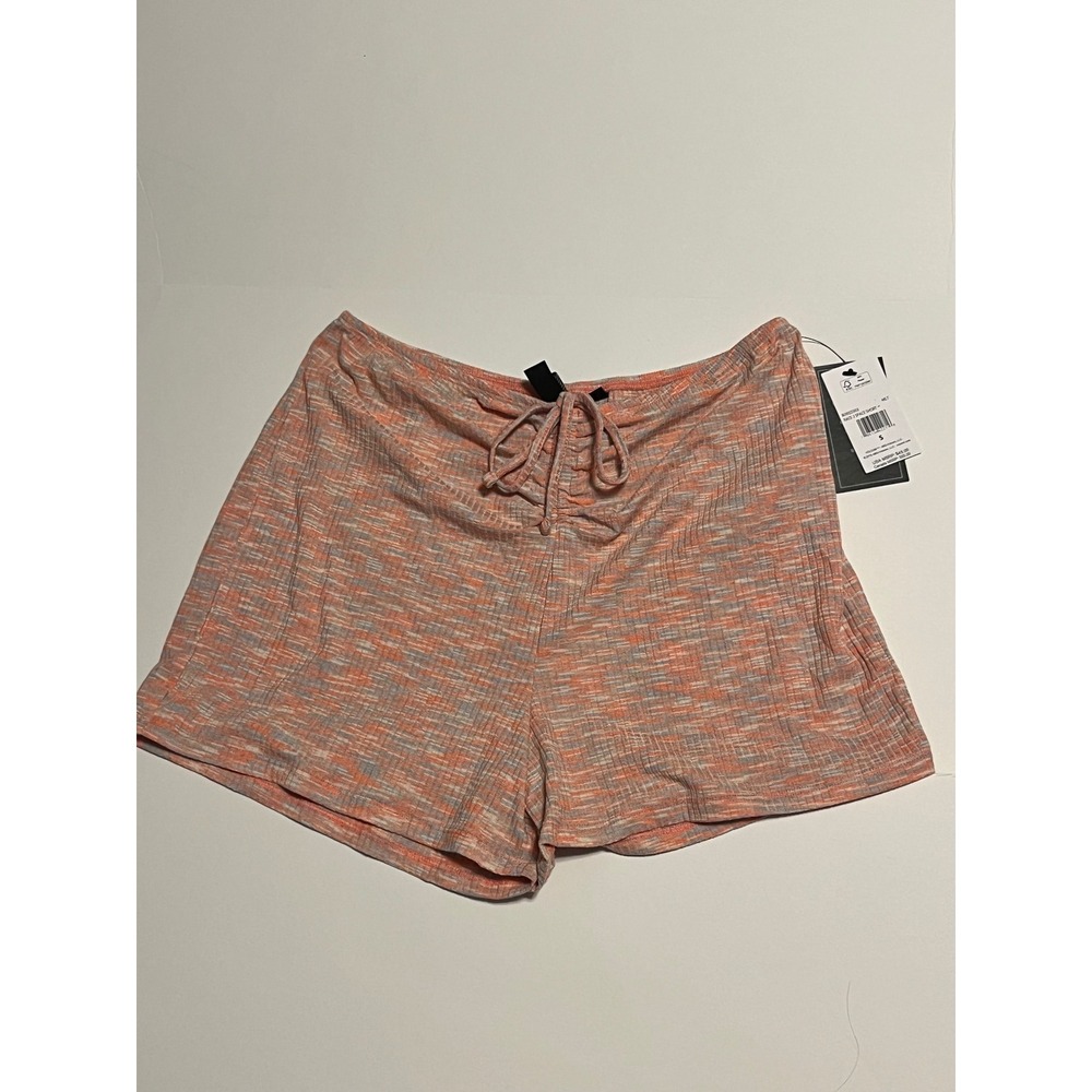 Volcom Race 2 Space Shorts Womens Small Orange Grey Ribbed Knit NWT.